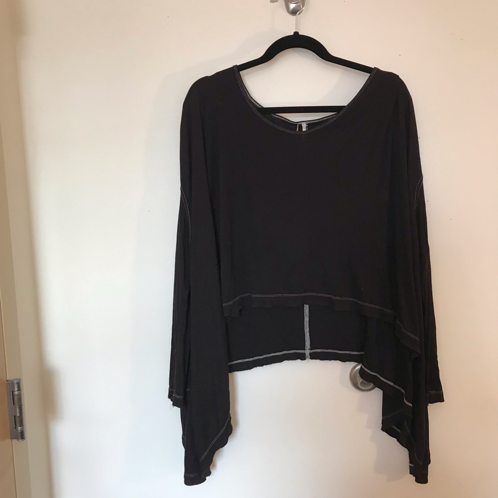 Free People flowy black long sleeve shirt